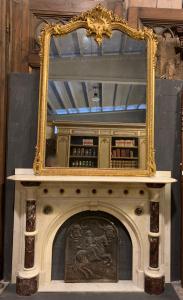 chm714 - Carrara marble fireplace, 19th century, measures cm W 182 x H 130 x D 40